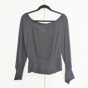 MaxMara Sheer Black Silk Peasant Blouse SZ (US)4